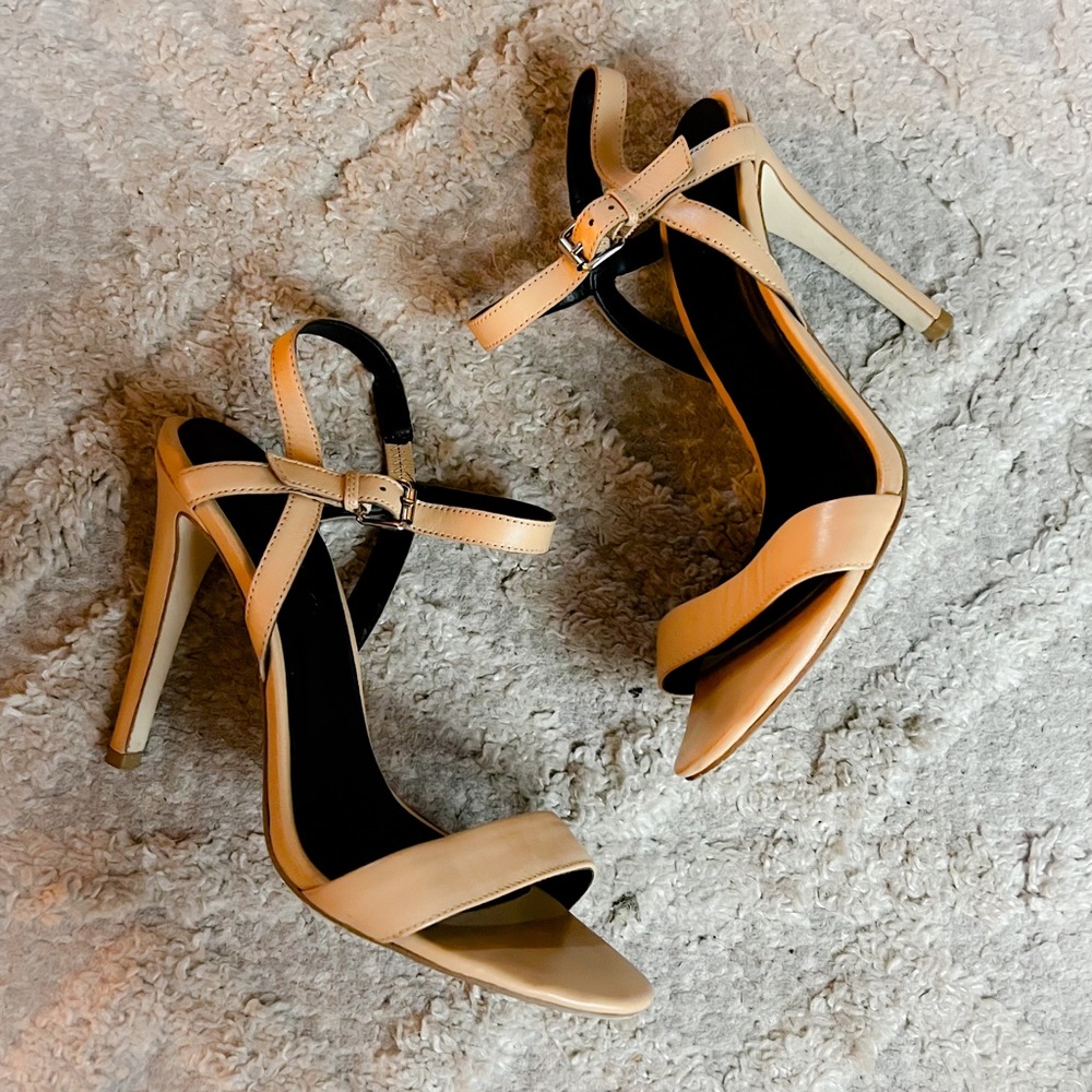 Rebecca Minkoff Nude Leather Strappy Stiletto Sandals Heels 9 - Picture 6 of 9